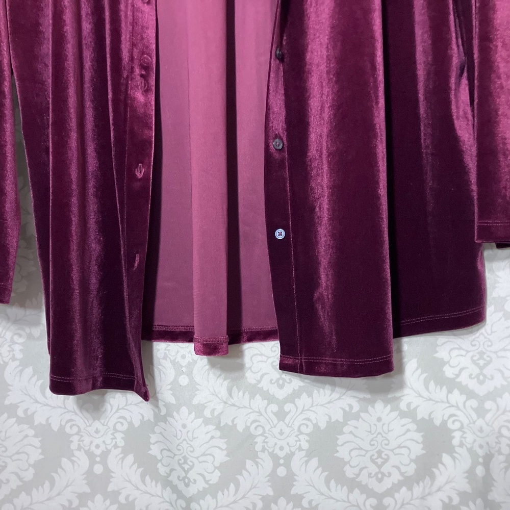 Lands End Velvet button Tunic XL  Rich Burgundy - Picture 8 of 12